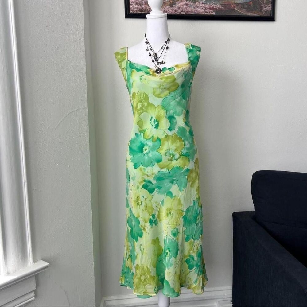 Spenser Jeremy green floral silk maxi dress